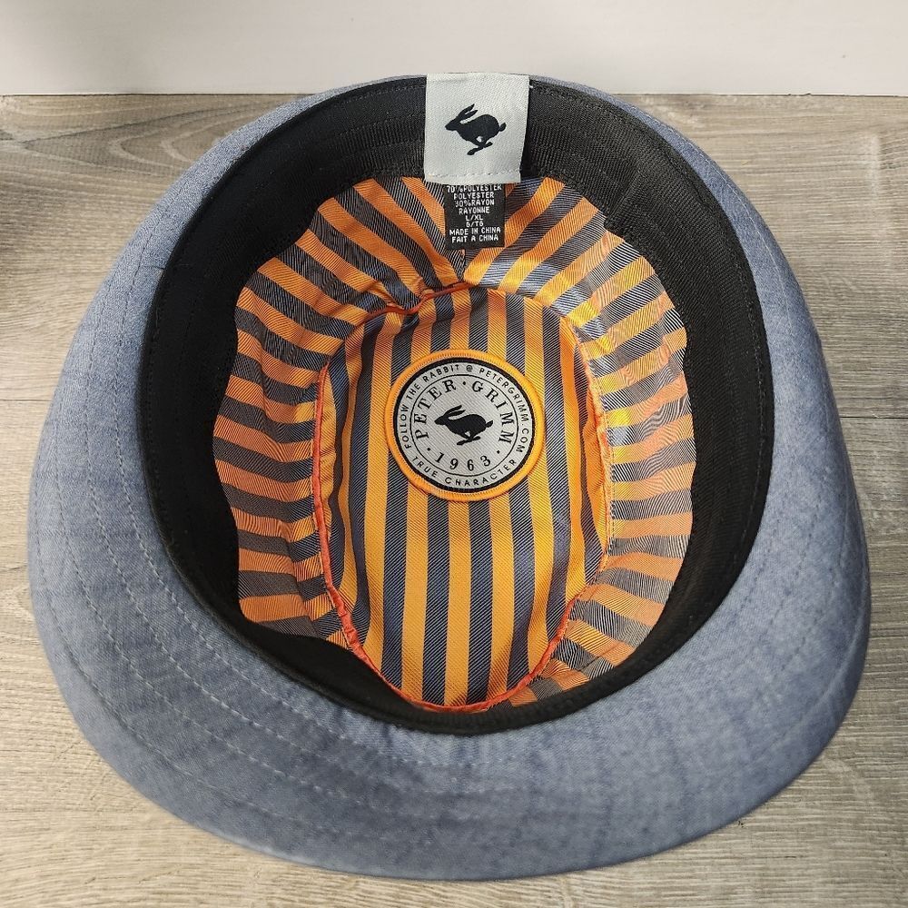 Peter‎ Grimm Mens Fedora Hat Charcoal Grey Size L/XL Orange Grey Hat Band Logo - Picture 6 of 11